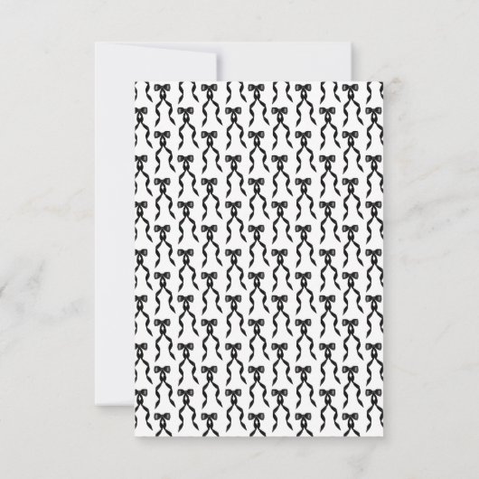 Formele zwarte boog lint elegante bruiloft RSVP kaartje (Achterkant)