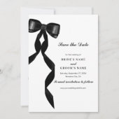 Formele zwarte boog lint elegante bruiloft save the date (Voorkant)
