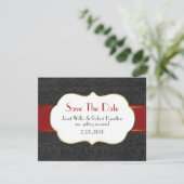 Formele zwarte damast 'Save the Date'-aankondiging Save The Date (Staand voorkant)