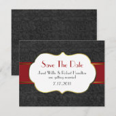Formele zwarte damast 'Save the Date'-aankondiging Save The Date (Voorkant / Achterkant)
