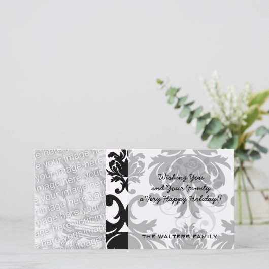  formele zwarte damp feestdagenkaart (Staand voorkant)