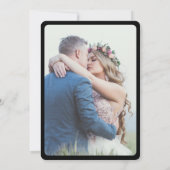 Formele zwarte elegante foto bruiloft kaart (Achterkant)