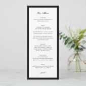 Formele Zwarte en Witte Bruiloft Menu (Staand voorkant)