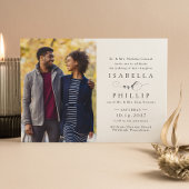 Formele zwarte en witte elegante fotobruiloft kaart