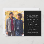 Formele zwarte en witte elegante fotobruiloft kaart (Voorkant)