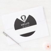 Formele zwarte en witte Hallo Ronde Sticker (Envelop)
