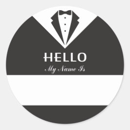 Formele zwarte en witte Hallo Ronde Sticker