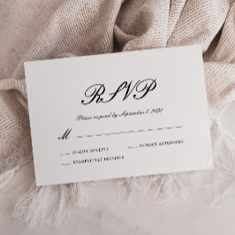Formele Zwarte en Witte Huwelijks RSVP Kaart