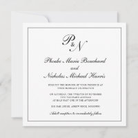 Formele zwarte en witte Monogram Square Weddenscha