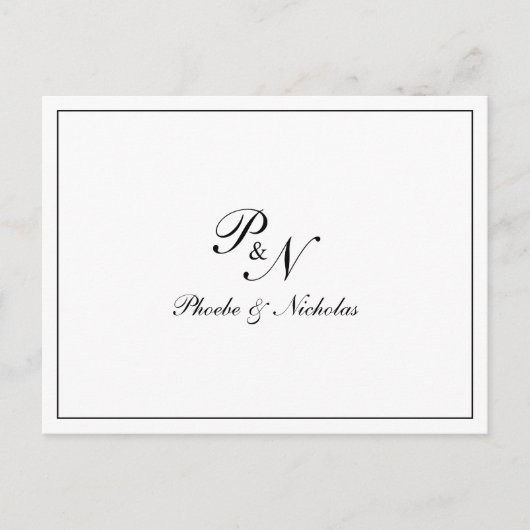 Formele zwarte en witte monogram Weddenschap Harte Briefkaart (Voorkant)