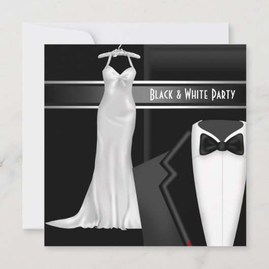 Formele Zwarte en Witte Partij Elke Gebeurtenis Kaart (Achterkant)