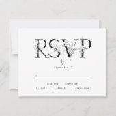 Formele zwarte Floral Letters Wedding RSVP Reactie (Voorkant)