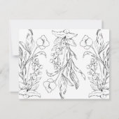 Formele zwarte Floral Letters Wedding RSVP Reactie (Achterkant)