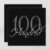 Formele zwarte grijze 100e verjaardag Uitnodiginge Kaart (Voorkant / Achterkant)