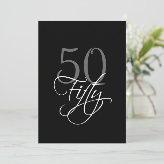 Formele zwarte grijze 50e verjaardag uitnodiging (Staand voorkant)