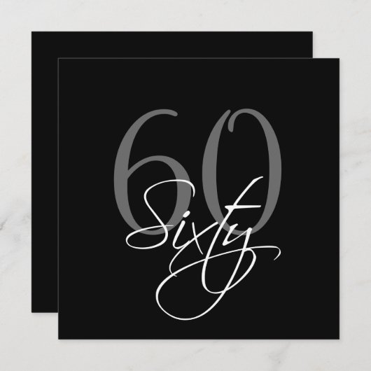 Formele zwarte grijze 60e verjaardag kaart (Voorkant / Achterkant)