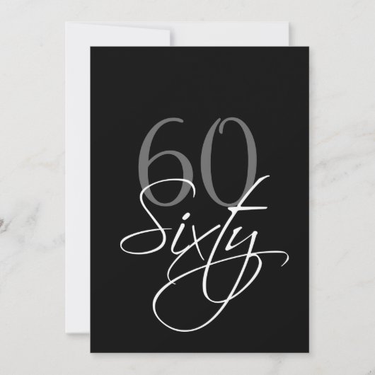 Formele zwarte grijze 60e verjaardag uitnodiging (Voorkant)