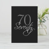 Formele zwarte grijze 70e verjaardag uitnodiging (Staand voorkant)