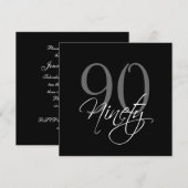 Formele zwarte grijze 90e verjaardag kaart (Voorkant / Achterkant)
