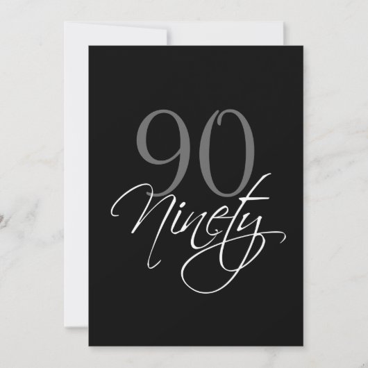 Formele zwarte grijze 90e verjaardag uitnodiging (Voorkant)