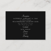 Formele Zwarte Receptie Dansende Huwelijk Informatiekaartje (Voorkant)