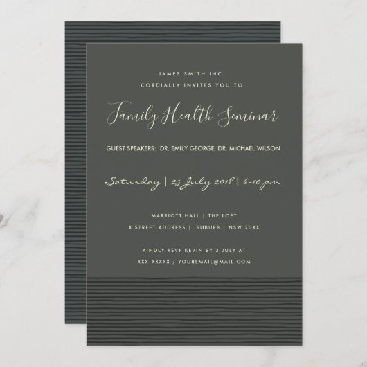 FORMELE ZWARTE SCHETS STREEPLIJN PRAAT SEMINAR EVE KAART (Voorkant / Achterkant)