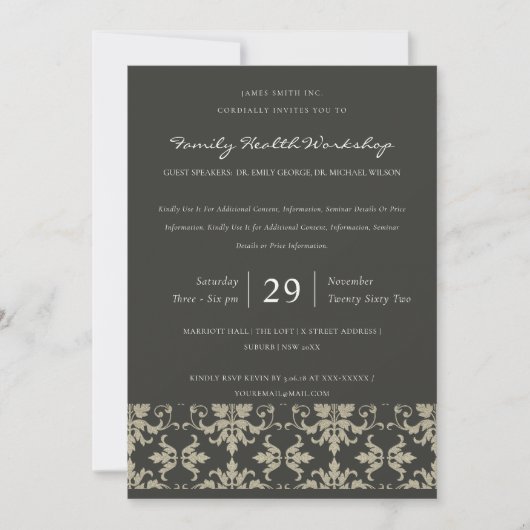 FORMELE ZWARTE SILVER DAMASK CLASSIC WORKSHOP EVAL KAART (Voorkant)