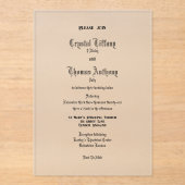 Formele zwarte Stropdas Affair Acryl Wed. Uitnodig Acryl Uitnodigingen (Voorkant)