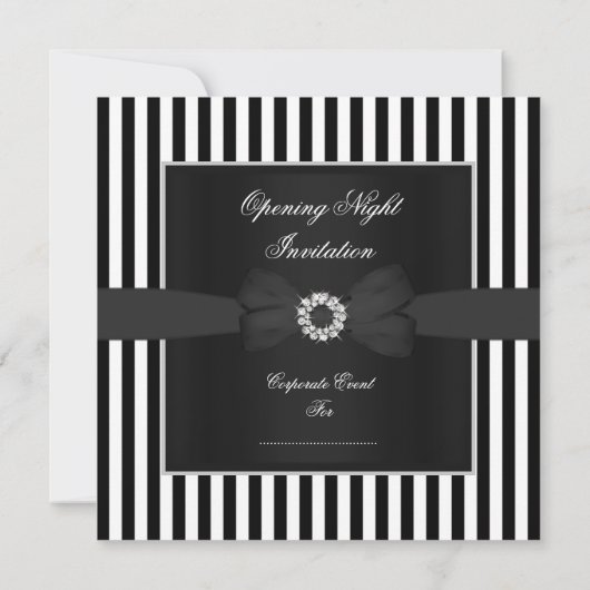 Formele zwarte Stropdas Dinner Black White Stripe  Kaart (Achterkant)