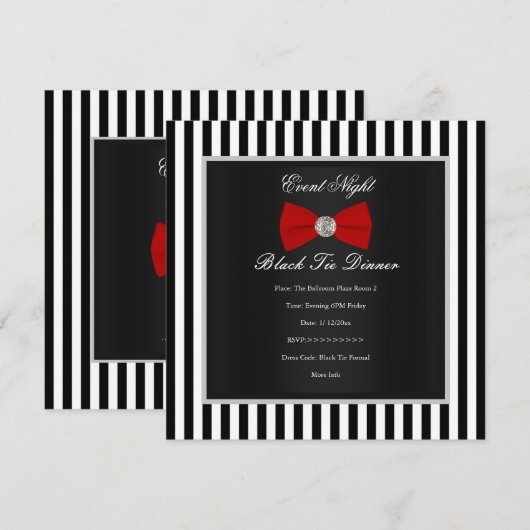 Formele zwarte Stropdas Dinner Red Black White Str Kaart (Voorkant / Achterkant)