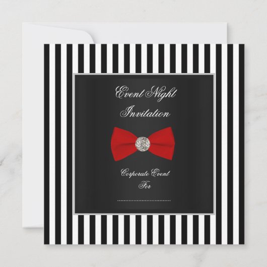 Formele zwarte Stropdas Dinner Red Black White Str Kaart (Achterkant)