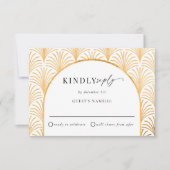 Formele Zwarte Stropdas Gouden Art Deco Wedding RS RSVP Kaartje (Voorkant)