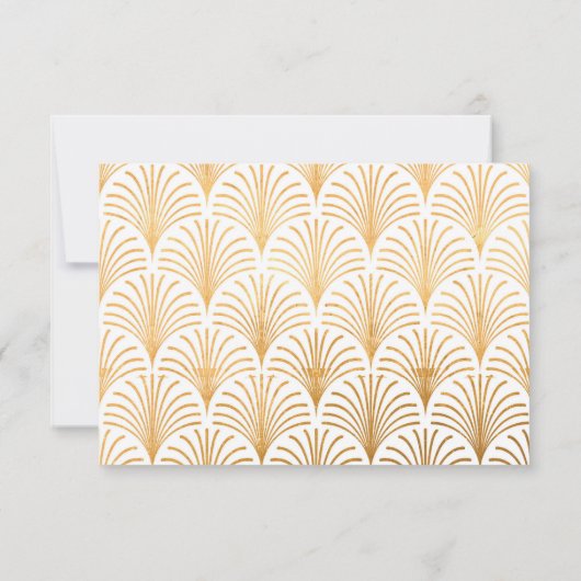 Formele Zwarte Stropdas Gouden Art Deco Wedding RS RSVP Kaartje (Achterkant)