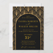 Formele Zwarte Stropdas Gouden Art Deco Zwarte Huw Kaart (Voorkant)