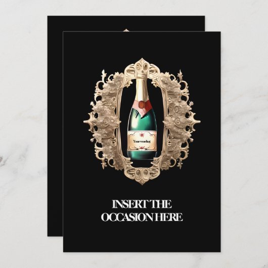 Formele zwarte stropdas mousserende wijn label chi kaart (Voorkant / Achterkant)