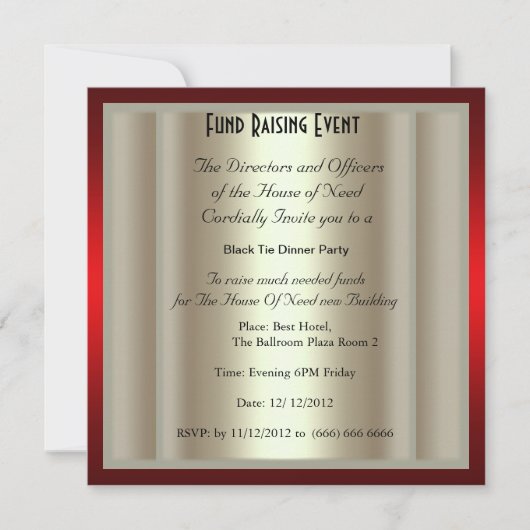 Formele zwarte Stropdas, uitnodiging voor binnenpa (Voorkant)