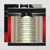 Formele zwarte Stropdas, uitnodiging voor binnenpa (Voorkant / Achterkant)