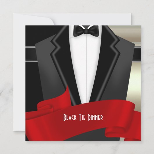 Formele zwarte Stropdas, uitnodiging voor binnenpa (Achterkant)