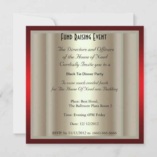 Formele zwarte Stropdas, uitnodiging voor binnenpa (Voorkant)