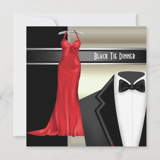 Formele zwarte Stropdas, uitnodiging voor binnenpa (Achterkant)
