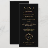 Formele zwarte stropdas Wedding Crest Monogram Cus Menu (Voorkant / Achterkant)