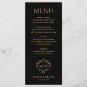 Formele zwarte stropdas Wedding Crest Monogram Cus Menu (Voorkant)