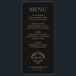 Formele zwarte stropdas Wedding Crest Monogram Cus Menu<br><div class="desc">Verbeter uw huwelijksreceptie met dit Formele Wedding Crest Monogram Custom zwart goud tint Menu. Met een elegante kam en monogram ontwerp,  voegt dit menu een vleugje sophisticatie toe aan uw speciale dag. Personaliseer met uw namen en huwelijksdetails om een gedenkwaardige eetervaring voor uw gasten te creëer.</div>