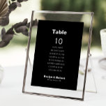 Formele zwarte-wedijvertabel 10-zitplaatskaart kaart<br><div class="desc">Deze formele zwarte trouwtafel met 10 zitjes is perfect voor een ritje. Het ontwerp heeft een mooi lettertype op een zwarte achtergrond om uw evenement te verfraaien. De prints van de kaart zijn omgekeerd (dubbel).</div>