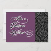 Formele zwarte witte Damask repetitie Invitae Kaart (Achterkant)