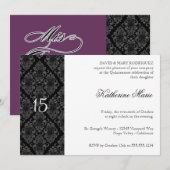 Formele zwarte witte Damask repetitie Invitae Kaart (Voorkant / Achterkant)