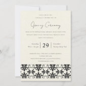 FORMELE ZWARTE WITTE DAMAST GROOT OPENINGSCEREMONI KAART (Voorkant)