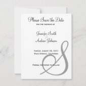 Formele zwarte/witte dijband sparen de Datum Save The Date (Achterkant)
