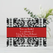 Formele zwarte, witte, en Rode Barokse Uitnodiging (Staand voorkant)