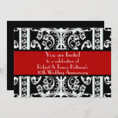 Formele zwarte, witte, en Rode Barokse Uitnodiging (Voorkant / Achterkant)